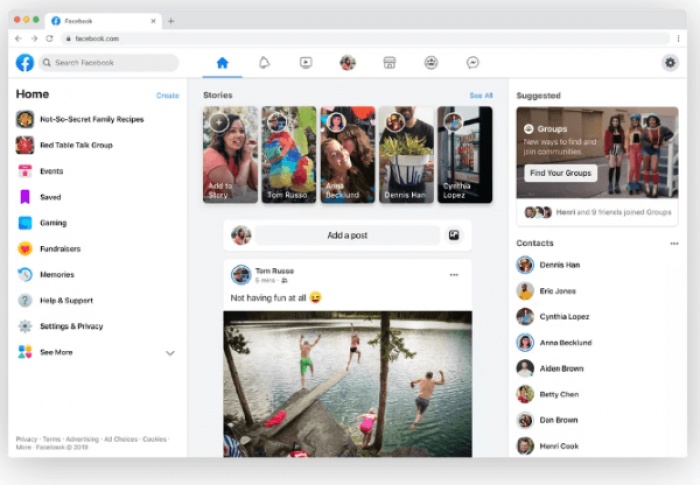 Facebook представит новый дизайн веб-версии соцсети до весны 2020 года